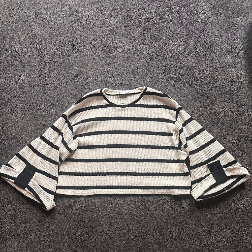ZARA Cream & Black Striped Sweater